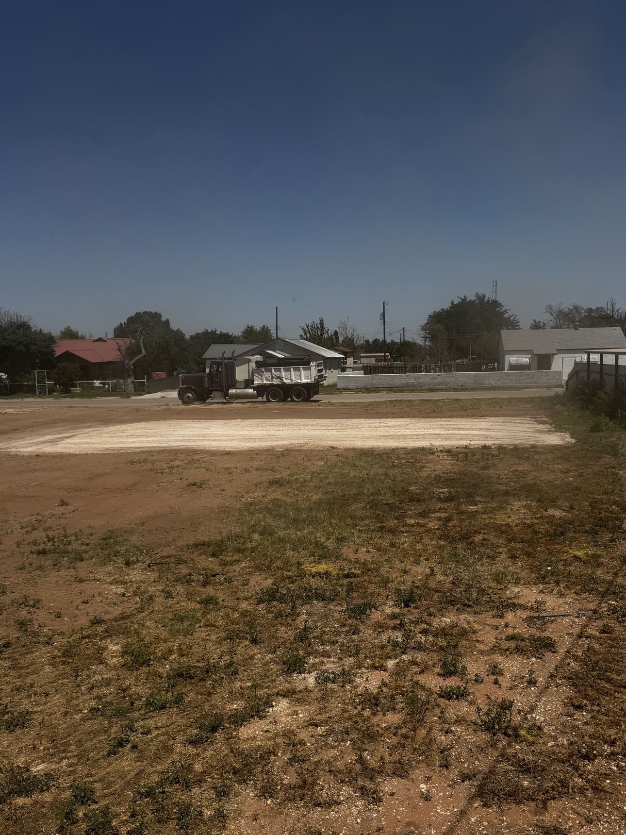 Active job site with heavy equipment